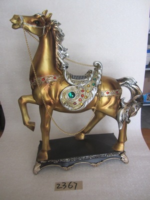 【樹脂陶瓷工藝品(抬腿金色駿馬)】價格,廠家,圖片,塑料、樹脂工藝品,德化縣印藝印刷有限責任公司-